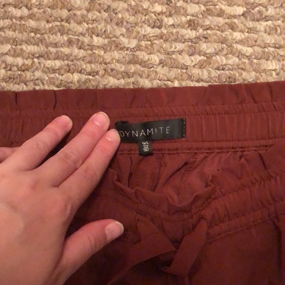 Dynamite Brown High Waisted Tie Shorts - Picture 3 of 3